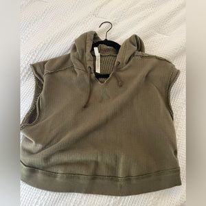 Free People Olive Green sleeveless hoodie